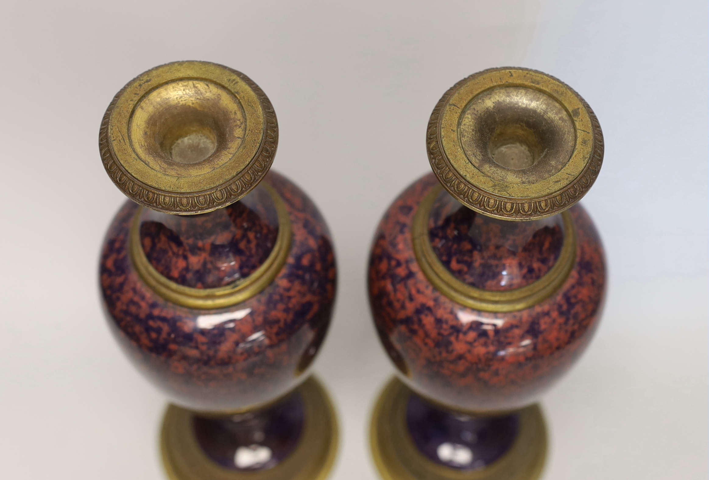A pair of Paul Milet, Sevres ormolu mounted vases, 30cm high